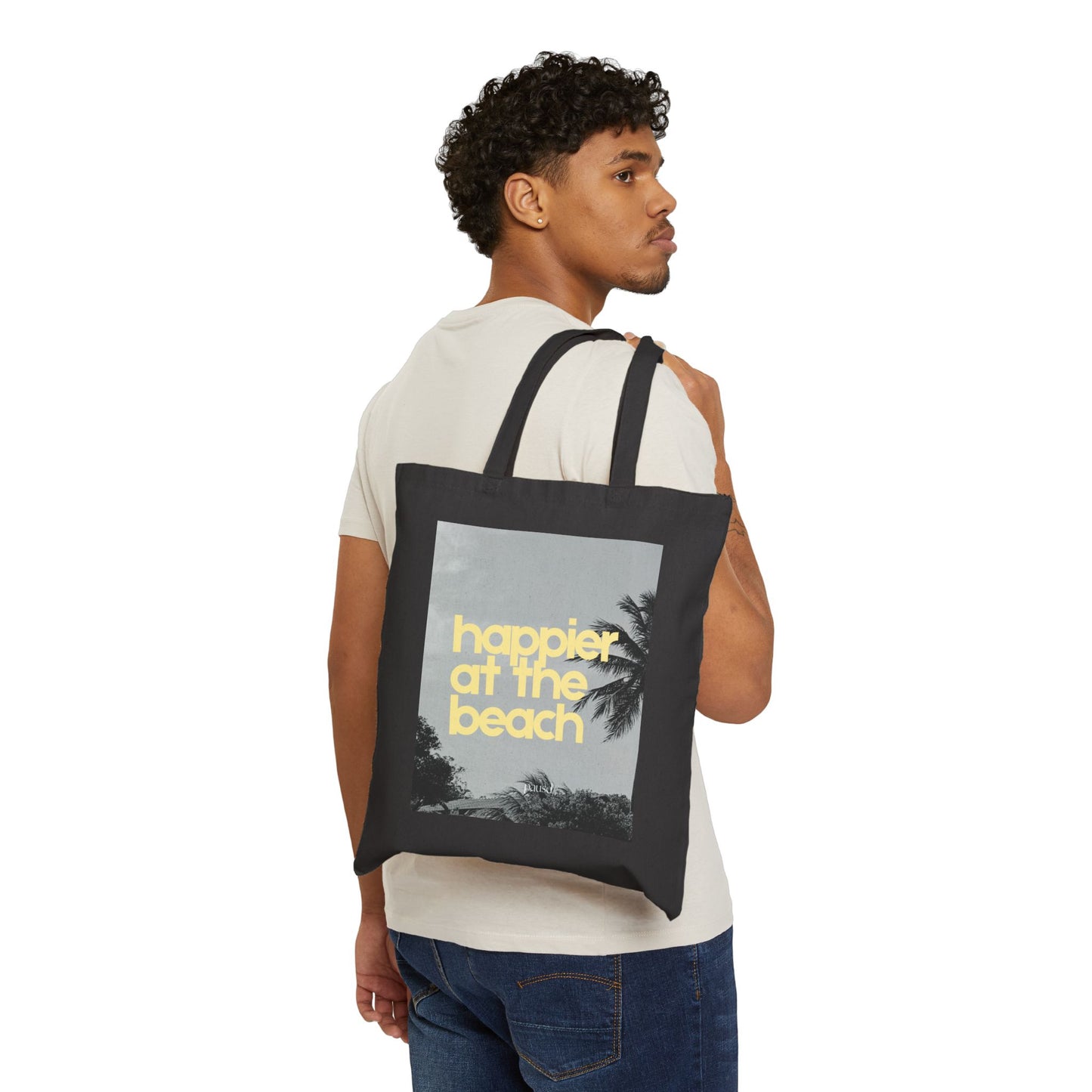 TRIO Collection | Beach Vibes Cotton Canvas Tote Bag, Eco-Friendly Shopping Bag, Reusable Grocery Tote, Beach Day Essentials, Gift for Her