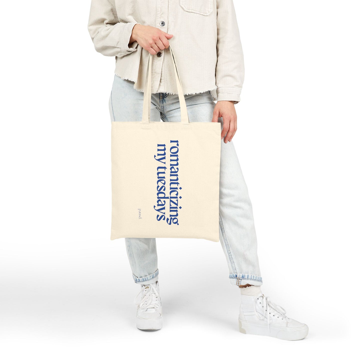 Romanticising my Tuesdays (Blue) Tote Bag, Eco-Friendly Tote, Reusable Grocery Bag, Motivational Canvas Bag, Gift for Her, Everyday Carryall