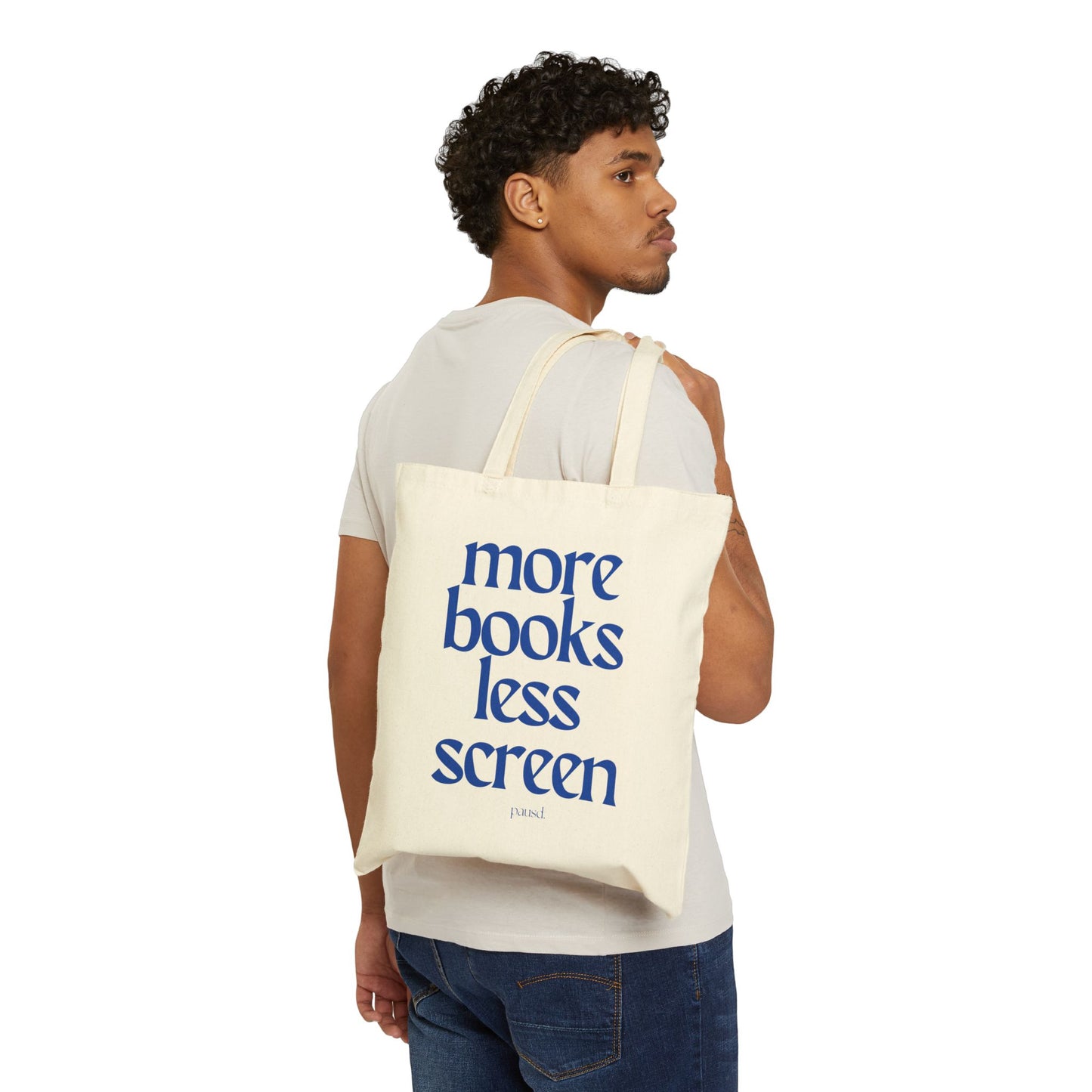 more books, less screen for Readers | Eco-Friendly Cotton Canvas Tote Bag - More Books Less Screen, Minimalist Tote, Reusable Shopping Bag, Gift for Readers