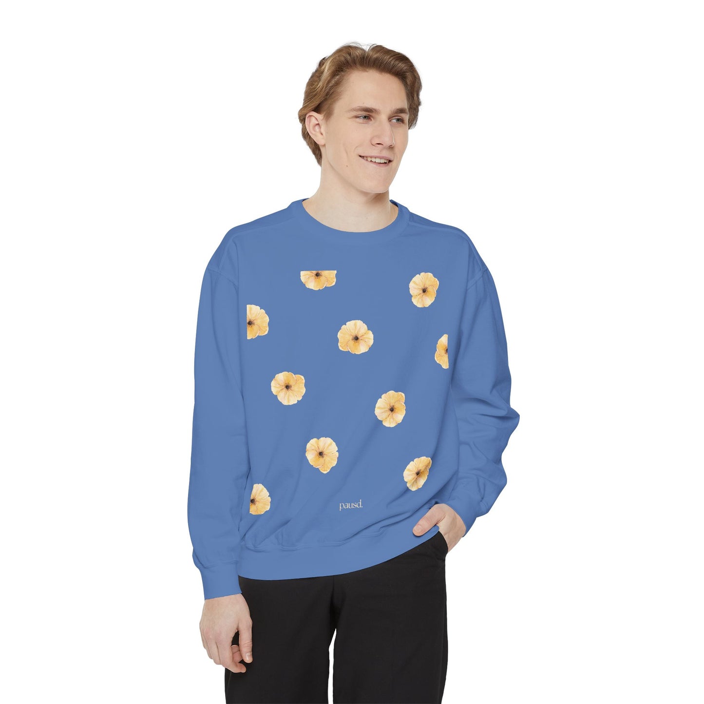 Floral Unisex Sweatshirt Yellow | Cozy Spring Style, Casual Fashion, Gift for Her, Trendy Layering, Perfect for Chill Days