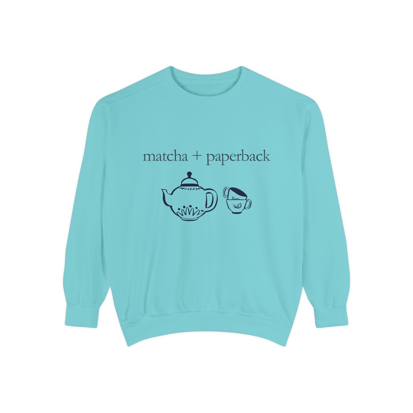 Matcha & Paperback Sweatshirt - Cozy Gift for Book Lovers, Perfect for Fall, Winter, Reading, Tea Enthusiasts, Casual Outfit