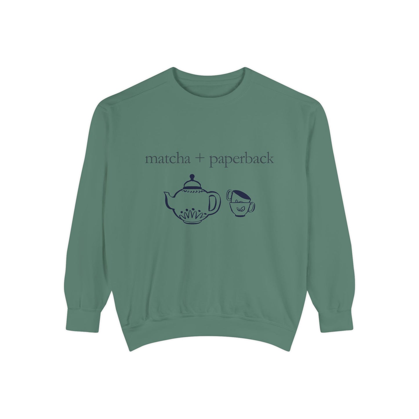Matcha & Paperback Sweatshirt - Cozy Gift for Book Lovers, Perfect for Fall, Winter, Reading, Tea Enthusiasts, Casual Outfit