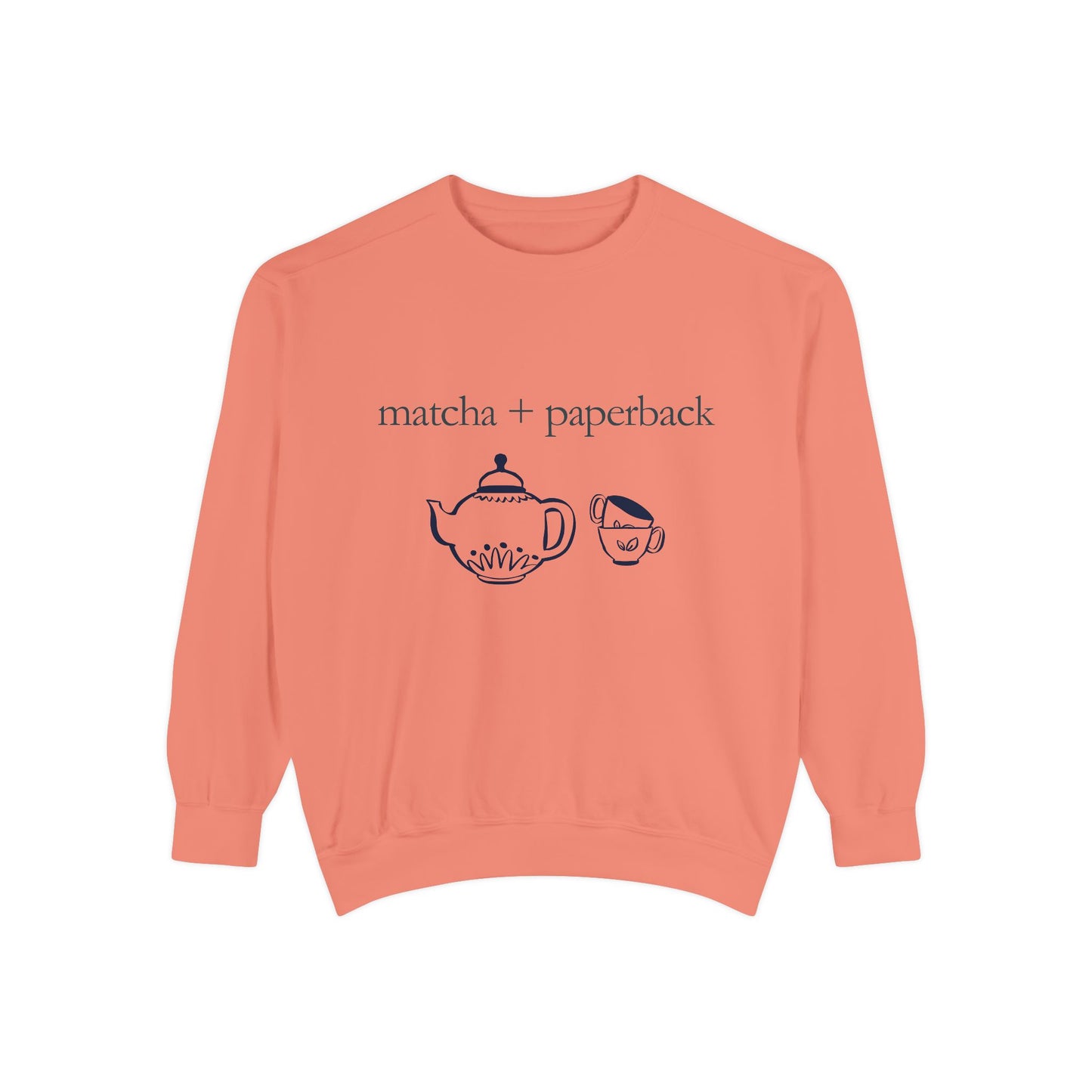 Matcha & Paperback Sweatshirt - Cozy Gift for Book Lovers, Perfect for Fall, Winter, Reading, Tea Enthusiasts, Casual Outfit