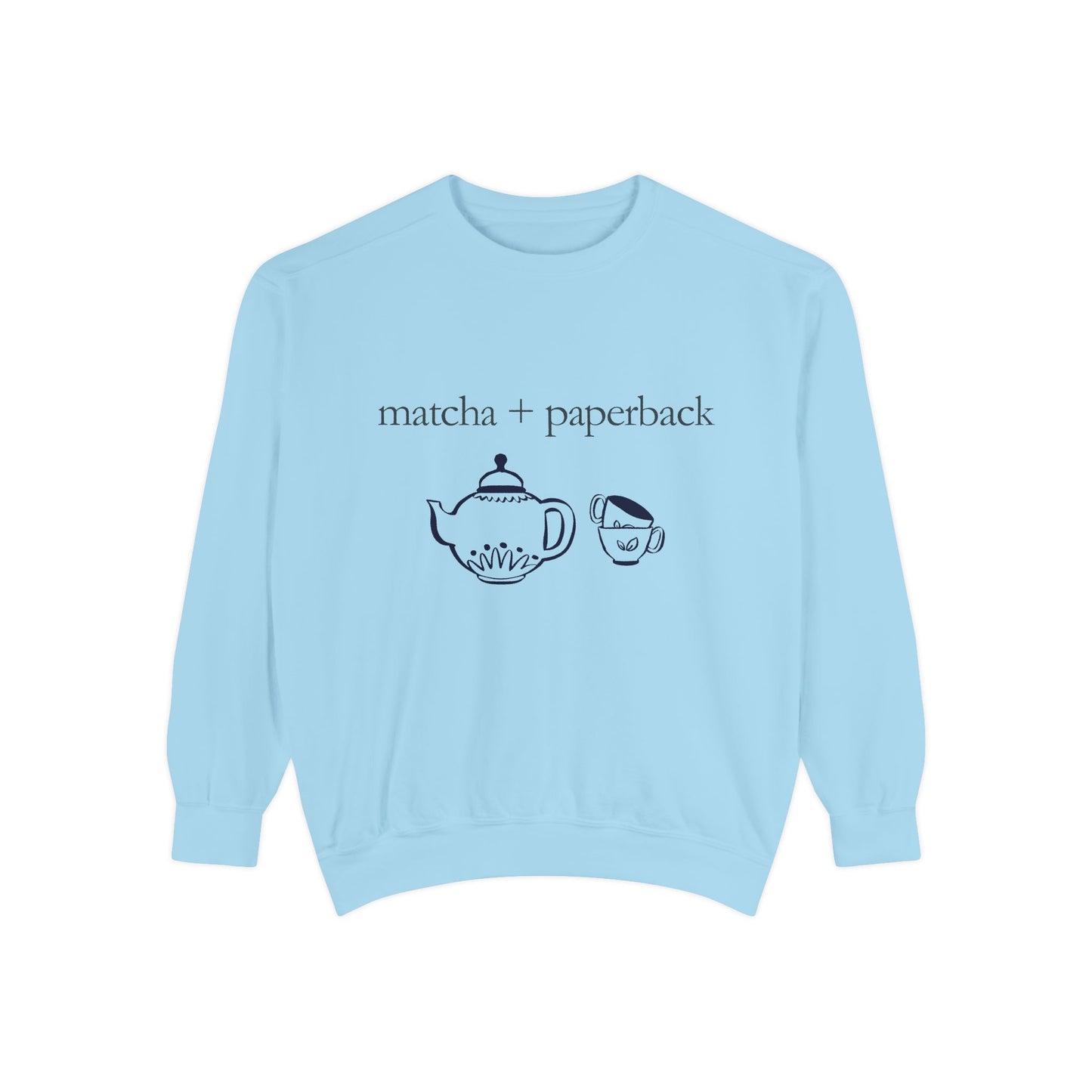 Matcha & Paperback Sweatshirt - Cozy Gift for Book Lovers, Perfect for Fall, Winter, Reading, Tea Enthusiasts, Casual Outfit