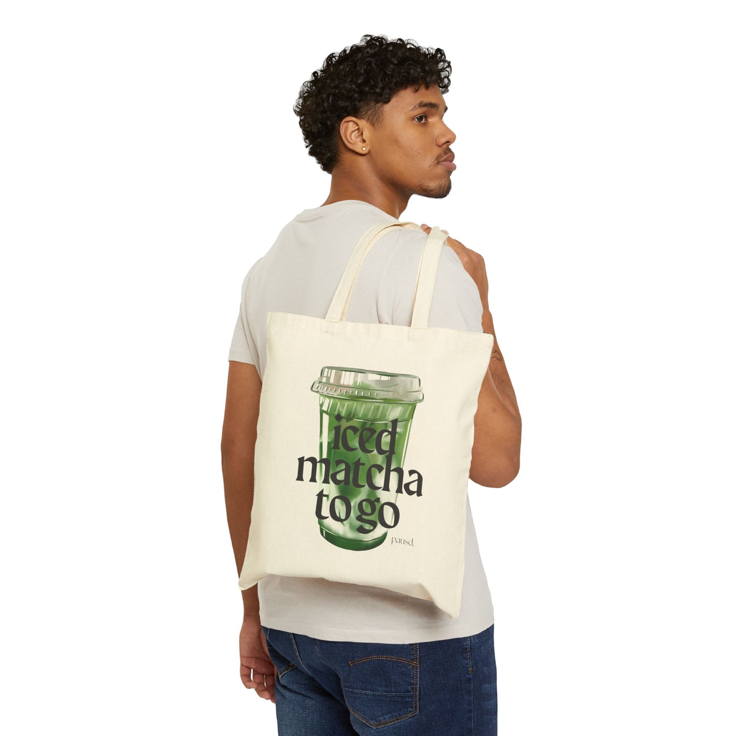 Iced Matcha To Go Tote Bag | Eco-Friendly Shopping Bag, Reusable Grocery Tote, Summer Accessory, Gift for Tea Lovers