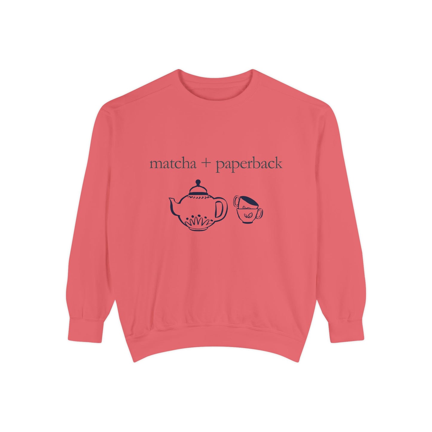 Matcha & Paperback Sweatshirt - Cozy Gift for Book Lovers, Perfect for Fall, Winter, Reading, Tea Enthusiasts, Casual Outfit