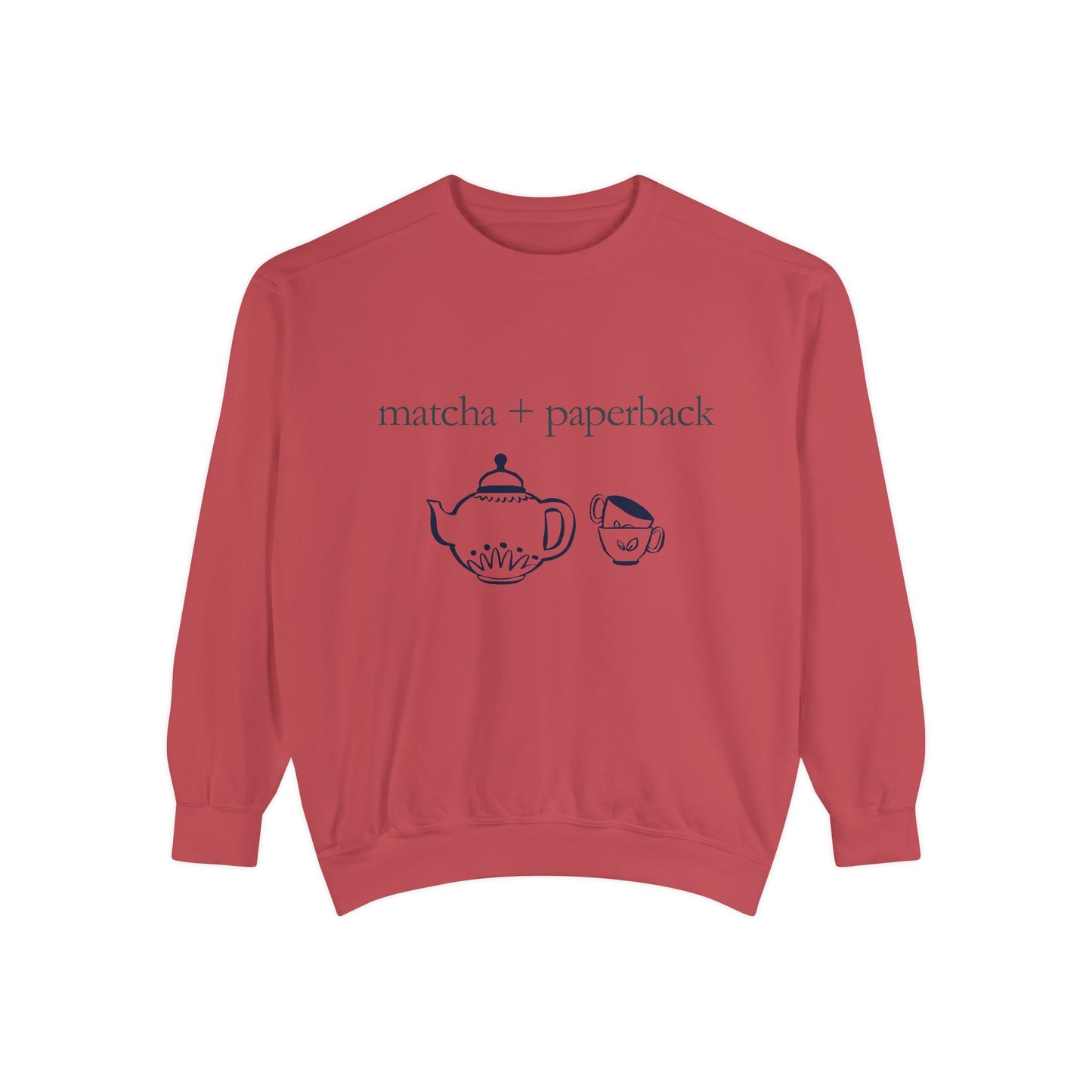 Matcha & Paperback Sweatshirt - Cozy Gift for Book Lovers, Perfect for Fall, Winter, Reading, Tea Enthusiasts, Casual Outfit