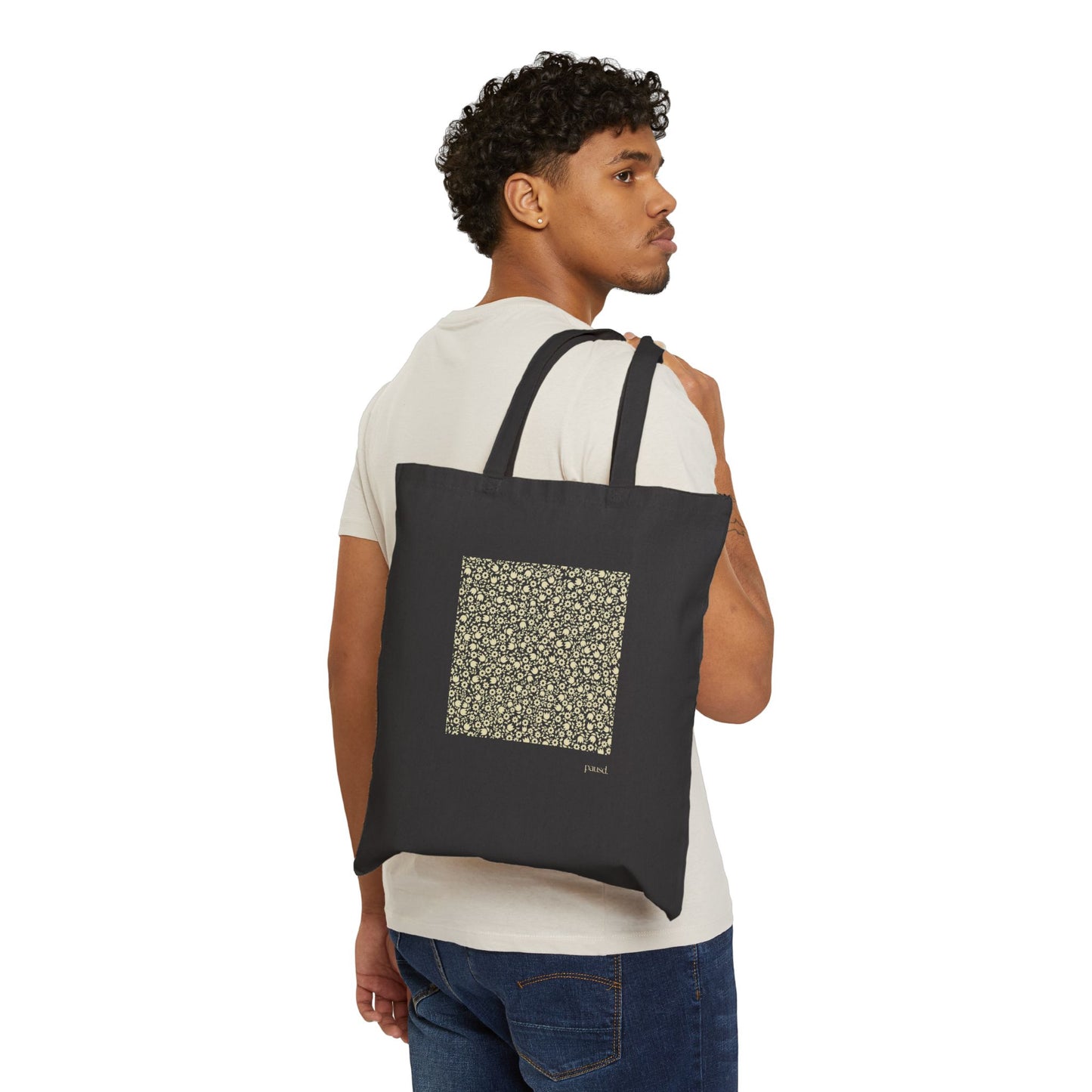 Stylish Cotton Canvas Tote Bag with Floral Print, Eco-Friendly Tote, Reusable Shopping Bag, Gift for Her, Beach Bag, Everyday Use