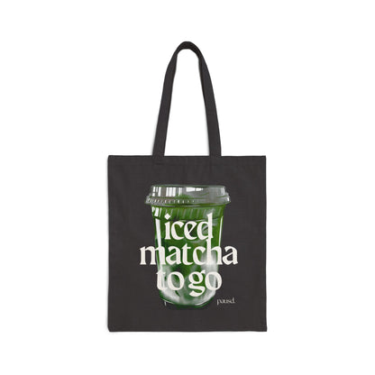 Iced Matcha to Go Tote Bag | Eco-Friendly Cotton Carryall, Reusable Shopping Bag, Reusable Tote for Beverages, Gift for Tea Lovers