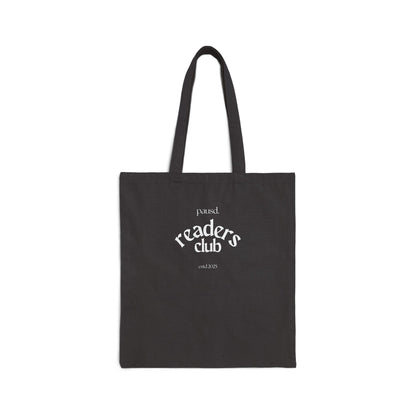 Pausd Reader Club in Black | Cotton Canvas Tote Bag
