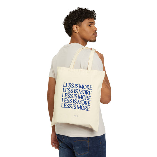 Minimalist Cotton Canvas Tote Bag - "Less is More" Design, Eco-Friendly Shopping Bag, Reusable Grocery Tote, Everyday Carryall, Gift for Her