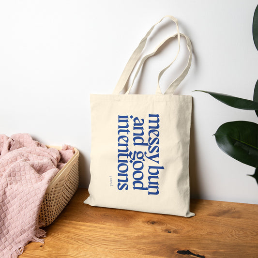 Messy Bun - Soft Hustle Tote Bag, Eco-Friendly Tote, Reusable Grocery Bag, Motivational Canvas Bag, Gift for Her, Everyday Carryall