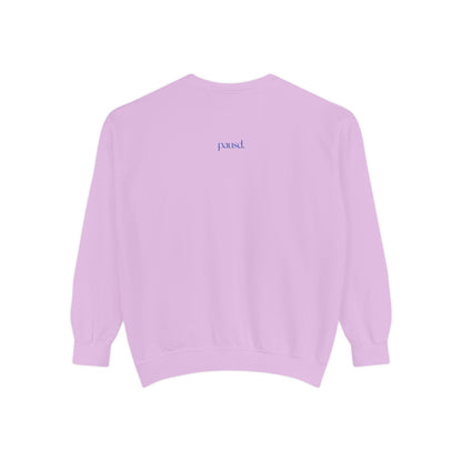 Coffee & Chaos in blue  Unisex Garment-Dyed Sweatshirt, Cozy Casual Wear, Gift for Coffee Lovers, Ideal for Relaxing Days, Perfect for Birthdays