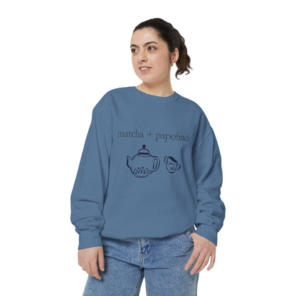 Matcha & Paperback Sweatshirt - Cozy Gift for Book Lovers, Perfect for Fall, Winter, Reading, Tea Enthusiasts, Casual Outfit