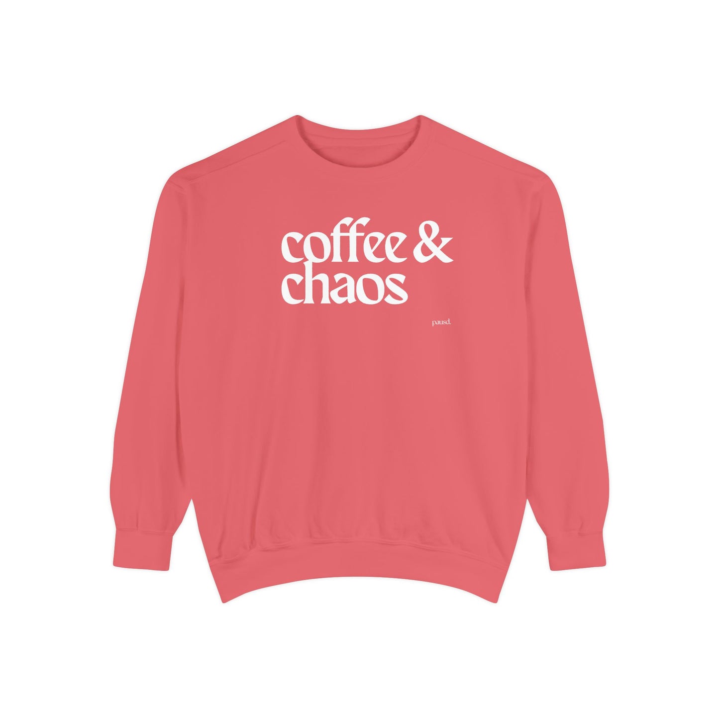 coffee and chaos in white | Unisex Garment-Dyed Sweatshirt
