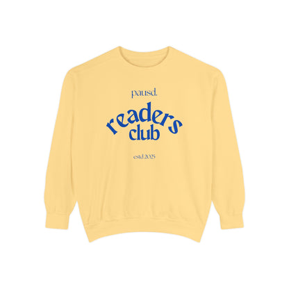 Readers Club Garment-Dyed Sweatshirt, Cozy Literary Apparel, Book Lover Gift, Comfortable Reading Sweatshirt, Casual Sweat Top
