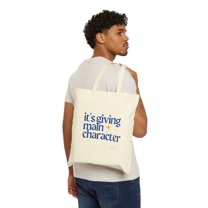Its giving Main Character Cotton Canvas Tote Bag - Perfect for Everyday Use, Gift for Book Lovers, Eco-Friendly Tote, Casual Style, Motivational