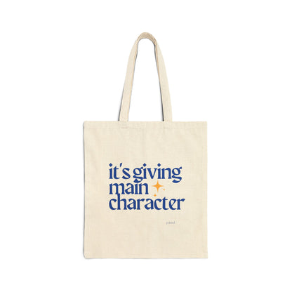 Its giving Main Character Cotton Canvas Tote Bag - Perfect for Everyday Use, Gift for Book Lovers, Eco-Friendly Tote, Casual Style, Motivational