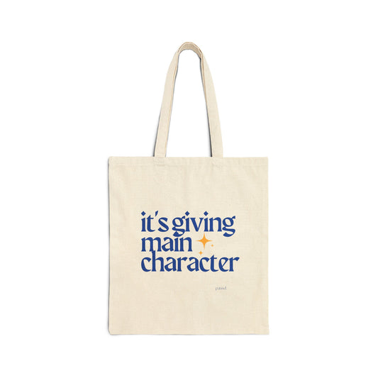 Its giving Main Character Cotton Canvas Tote Bag - Perfect for Everyday Use, Gift for Book Lovers, Eco-Friendly Tote, Casual Style, Motivational