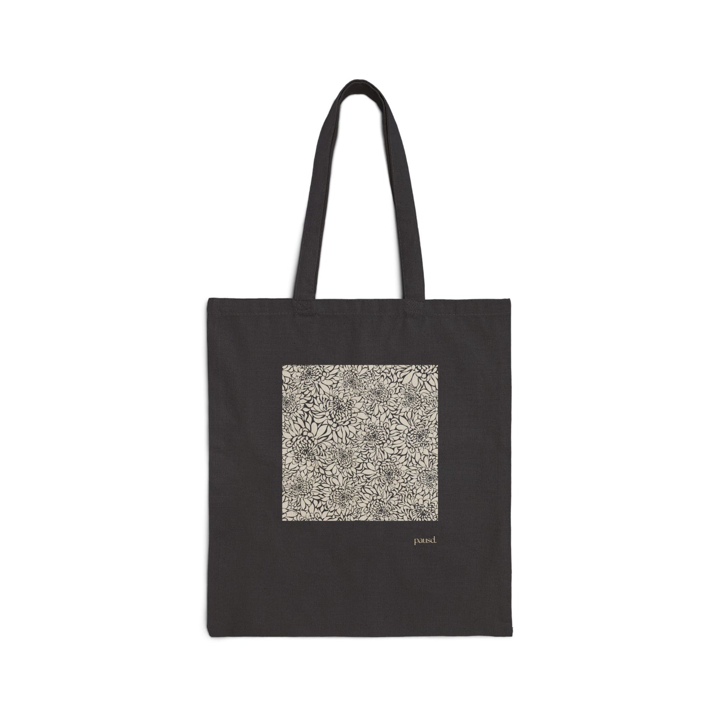 Floral Pattern Cotton Canvas Tote Bag, Eco-Friendly Shopping Bag, Reusable Grocery Tote, Beach Bag, Gift for Her