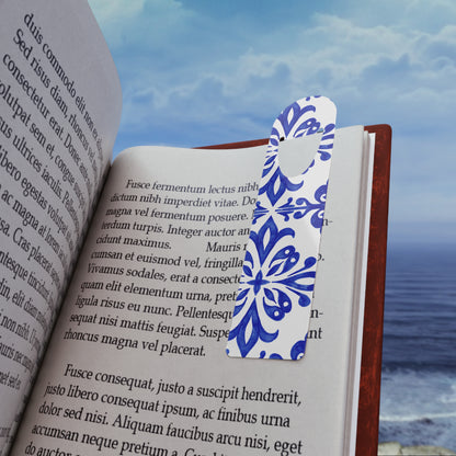 Elegant Blue Floral Bookmark, Reading Gift, Book Lover Unique Gifts, Teacher Appreciation, Personalized Bookmark
