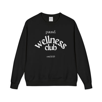 pausd Wellness Club in white Crewneck Sweatshirt | Unisex ComfortWash | Perfect for Self-Care Days, Casual Outfits, Gift for Friends