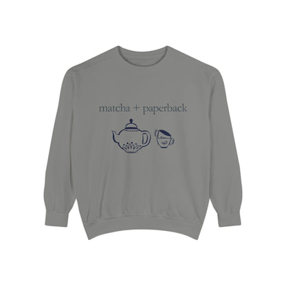 Matcha & Paperback Sweatshirt - Cozy Gift for Book Lovers, Perfect for Fall, Winter, Reading, Tea Enthusiasts, Casual Outfit