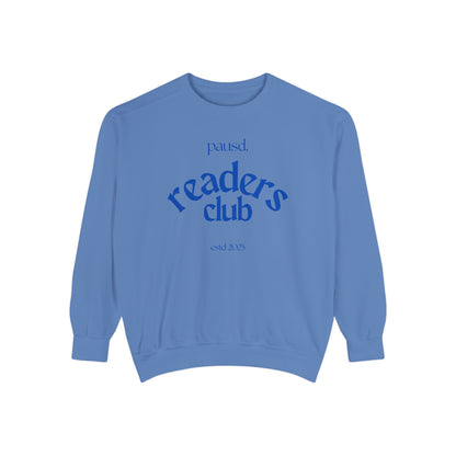Readers Club Garment-Dyed Sweatshirt, Cozy Literary Apparel, Book Lover Gift, Comfortable Reading Sweatshirt, Casual Sweat Top