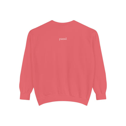 coffee and chaos in white | Unisex Garment-Dyed Sweatshirt