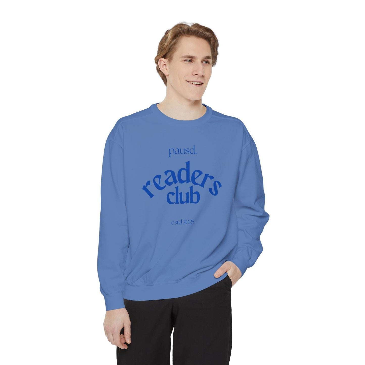Readers Club Garment-Dyed Sweatshirt, Cozy Literary Apparel, Book Lover Gift, Comfortable Reading Sweatshirt, Casual Sweat Top
