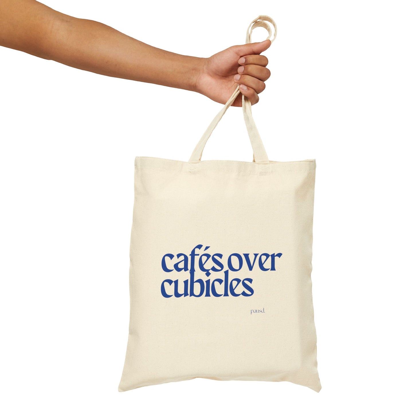 Cafes over Cubicles - Soft Hustle Tote Bag, Eco-Friendly Tote, Reusable Grocery Bag, Motivational Canvas Bag, Gift for Her, Everyday Carryall