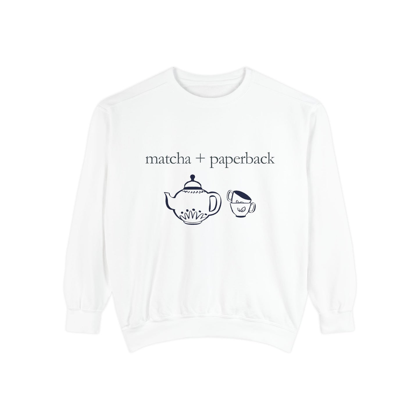 Matcha & Paperback Sweatshirt - Cozy Gift for Book Lovers, Perfect for Fall, Winter, Reading, Tea Enthusiasts, Casual Outfit