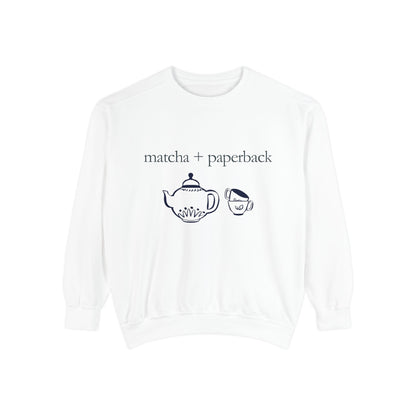 Matcha & Paperback Sweatshirt - Cozy Gift for Book Lovers, Perfect for Fall, Winter, Reading, Tea Enthusiasts, Casual Outfit