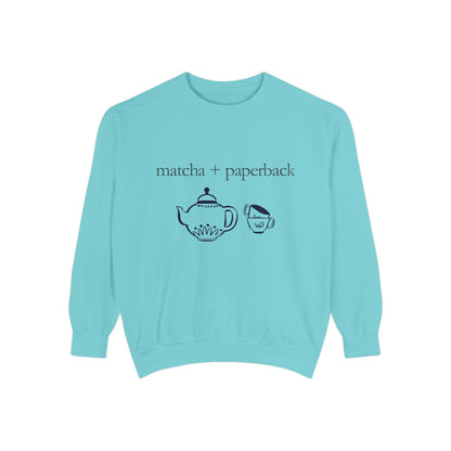 Matcha & Paperback Sweatshirt - Cozy Gift for Book Lovers, Perfect for Fall, Winter, Reading, Tea Enthusiasts, Casual Outfit