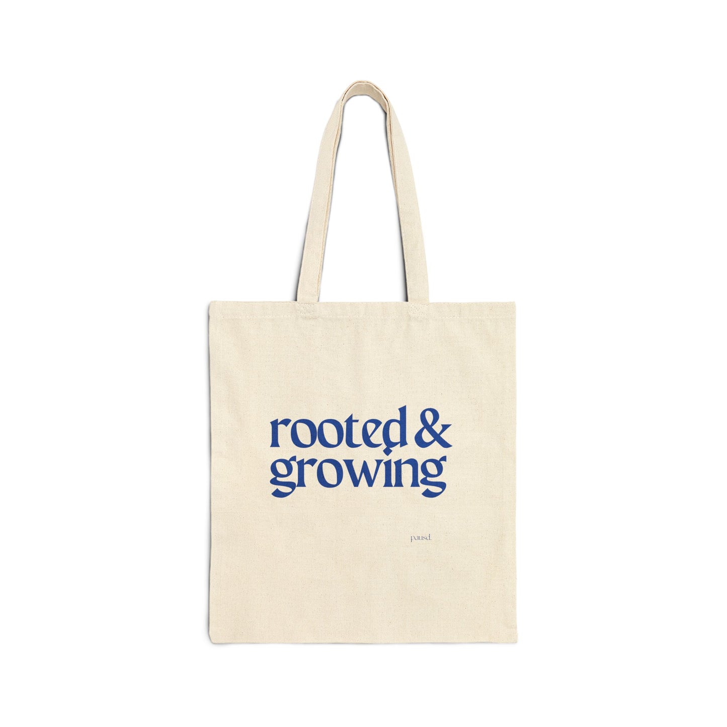 Rooted and Growing Cotton Canvas Tote Bag - Perfect for Everyday Use, Gift for Book Lovers, Eco-Friendly Tote, Casual Style, Motivational