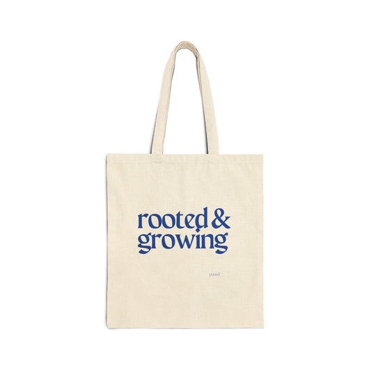 Rooted and Growing Cotton Canvas Tote Bag - Perfect for Everyday Use, Gift for Book Lovers, Eco-Friendly Tote, Casual Style, Motivational