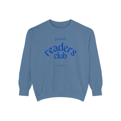 Readers Club Garment-Dyed Sweatshirt, Cozy Literary Apparel, Book Lover Gift, Comfortable Reading Sweatshirt, Casual Sweat Top