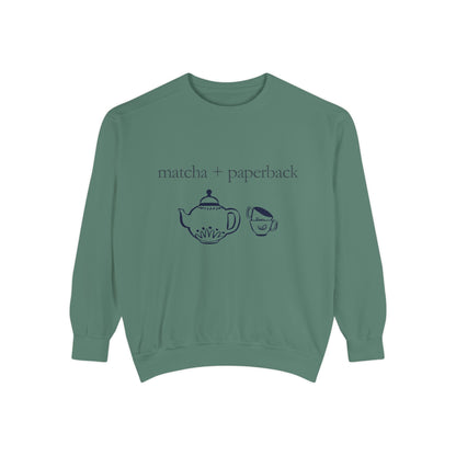 Matcha & Paperback Sweatshirt - Cozy Gift for Book Lovers, Perfect for Fall, Winter, Reading, Tea Enthusiasts, Casual Outfit