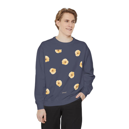 Floral Unisex Sweatshirt Yellow | Cozy Spring Style, Casual Fashion, Gift for Her, Trendy Layering, Perfect for Chill Days