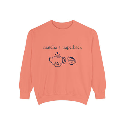 Matcha & Paperback Sweatshirt - Cozy Gift for Book Lovers, Perfect for Fall, Winter, Reading, Tea Enthusiasts, Casual Outfit