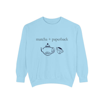 Matcha & Paperback Sweatshirt - Cozy Gift for Book Lovers, Perfect for Fall, Winter, Reading, Tea Enthusiasts, Casual Outfit