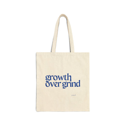 Growth Over Grind  (Blue) Tote Bag, Eco-Friendly Tote, Reusable Grocery Bag, Motivational Canvas Bag, Gift for Her, Everyday Carryall