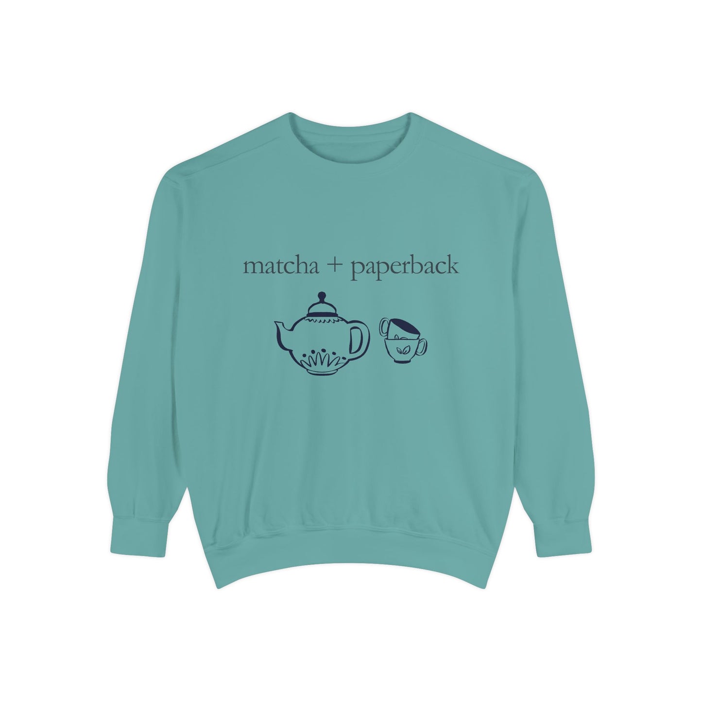 Matcha & Paperback Sweatshirt - Cozy Gift for Book Lovers, Perfect for Fall, Winter, Reading, Tea Enthusiasts, Casual Outfit