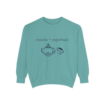 Matcha & Paperback Sweatshirt - Cozy Gift for Book Lovers, Perfect for Fall, Winter, Reading, Tea Enthusiasts, Casual Outfit