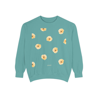 Floral Unisex Sweatshirt Yellow | Cozy Spring Style, Casual Fashion, Gift for Her, Trendy Layering, Perfect for Chill Days