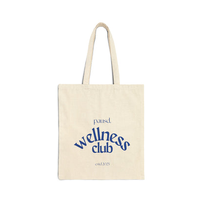 Wellness Club Cotton Canvas Tote Bag, Eco-Friendly Shopping Bag, Reusable Grocery Bag, Beach Tote, Yoga Class Essentials