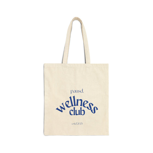 Wellness Club Cotton Canvas Tote Bag, Eco-Friendly Shopping Bag, Reusable Grocery Bag, Beach Tote, Yoga Class Essentials