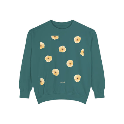 Floral Unisex Sweatshirt Yellow | Cozy Spring Style, Casual Fashion, Gift for Her, Trendy Layering, Perfect for Chill Days