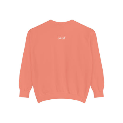 coffee and chaos in white | Unisex Garment-Dyed Sweatshirt