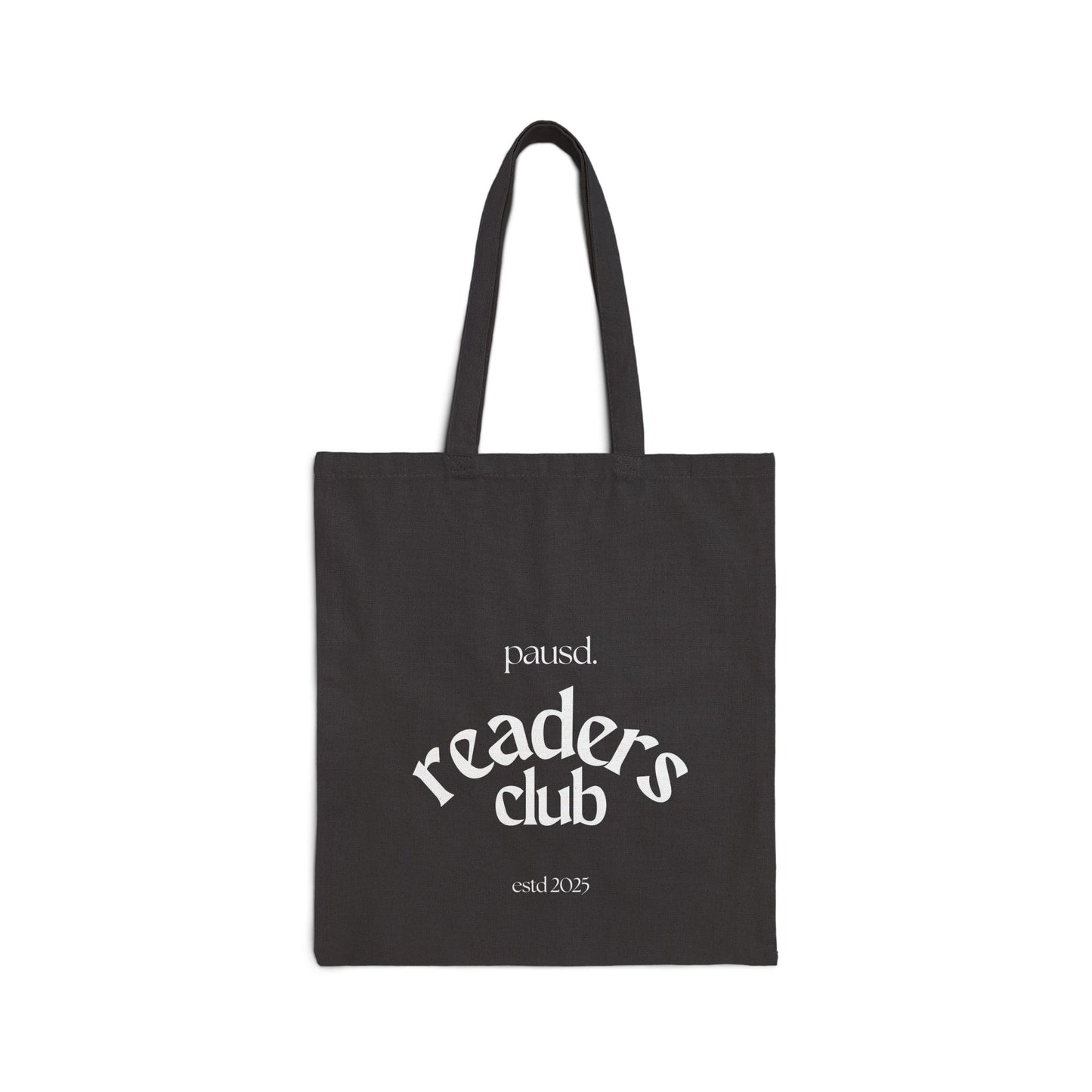 Pausd Reader Club in Black | Cotton Canvas Tote Bag